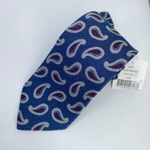 Eton Tie Mens One Size Blue Paisley Silk Classic Luxury Necktie Italy Made NWT